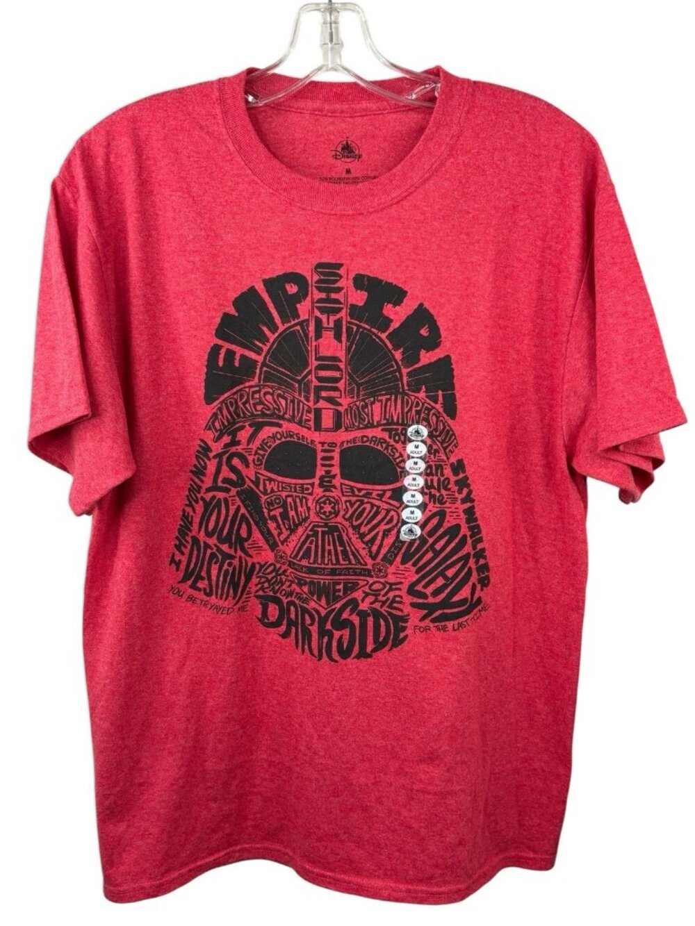 NWT Star Wars Darth Vader Iconic Quotes Red T Unisex Adult M Disney Lucas Films
